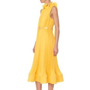 Tibi Yellow Pleated Dress with Removable Belt - S